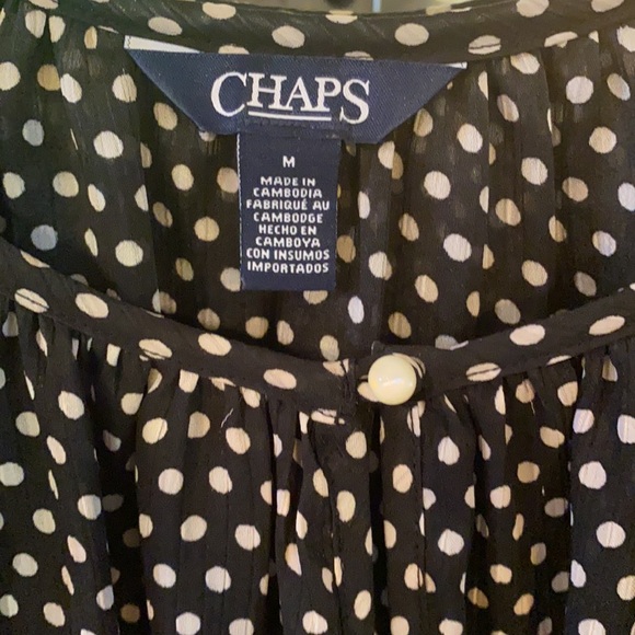 NWOT CHAPS polka dotted ruffle blouse size Medium - Picture 2 of 8